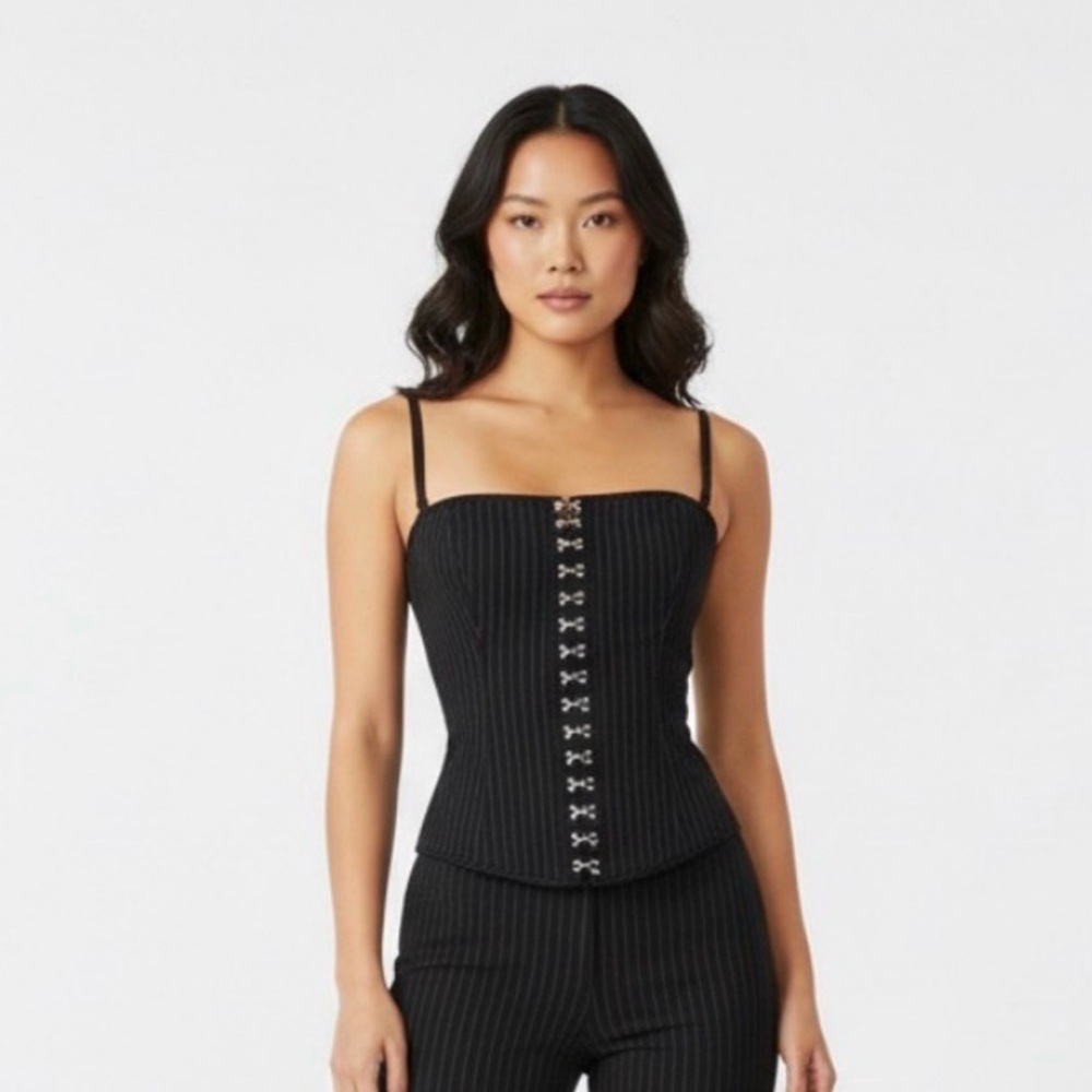 Vintage Frederick's of Hollywood pinstriped Corset 
Striped hook & eye closer